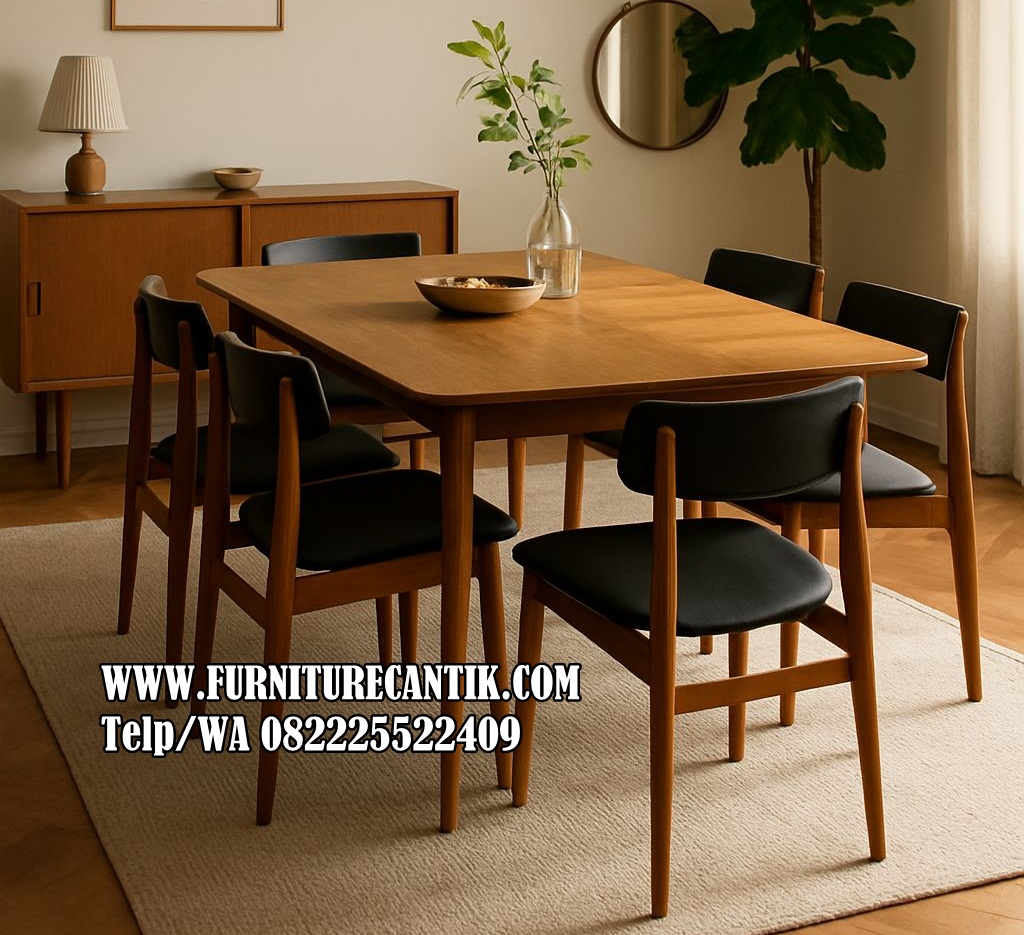 Meja Makan Kayu Jati Modern Khas Scandinavian