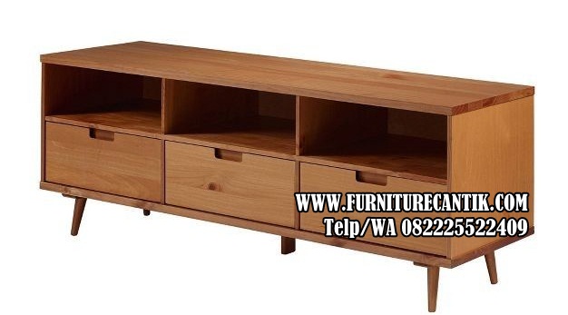 Meja TV Kayu Jati Mewah Variasi Laci