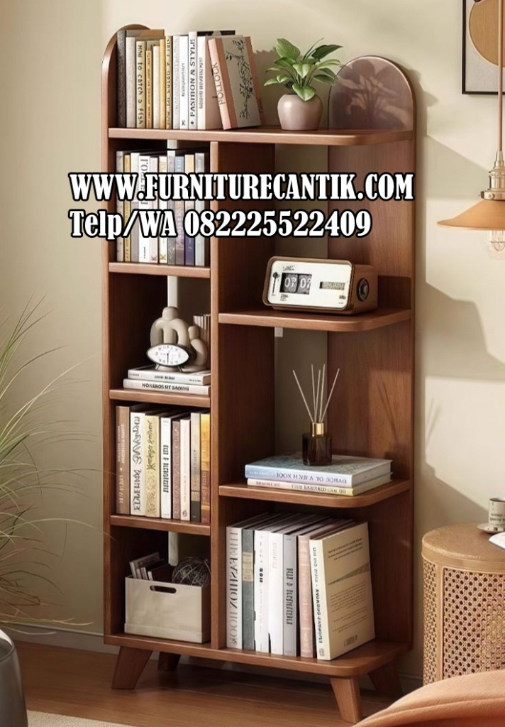 Rak Buku Serbaguna Kayu Jati Desain Modern