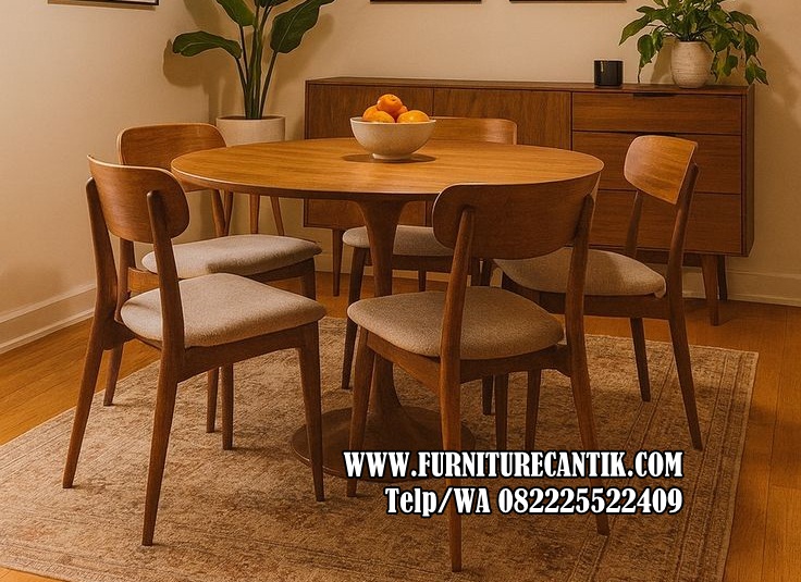 Set Meja Makan Kursi Estetik Kayu Jati