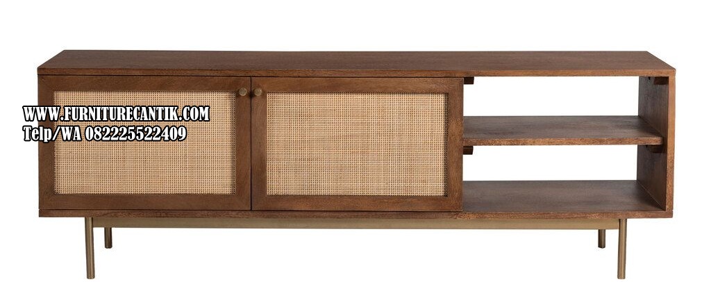 Meja TV Minimalis Modern Rotan Estetik