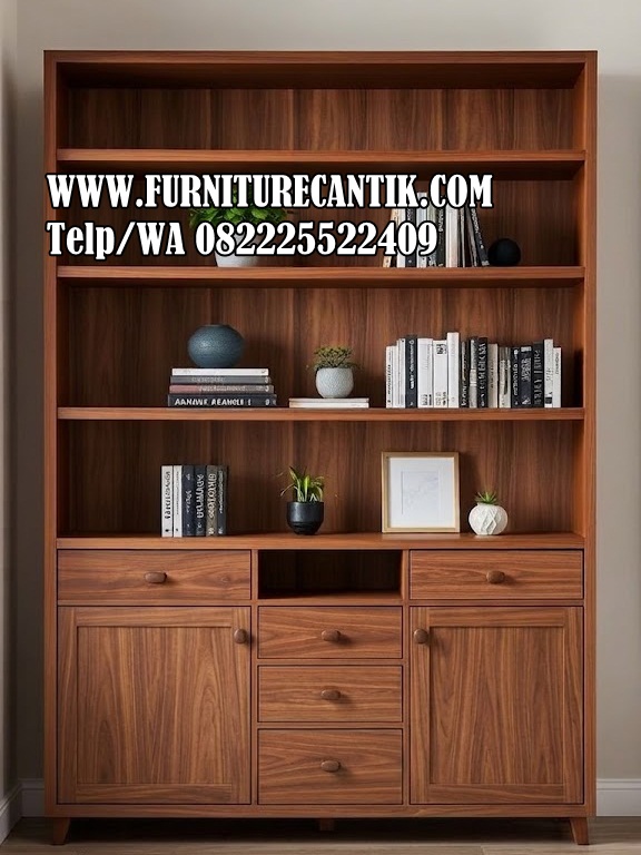 Rak Buku Minimalis Dekoratif Fungsional Jati