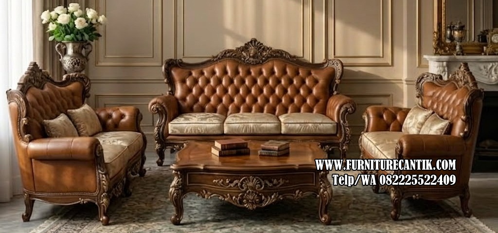 Sofa Tamu Ukiran Mewah Jepara Kayu Jati