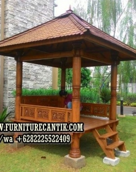 Gazebo Taman Minimalis Kayu Jati