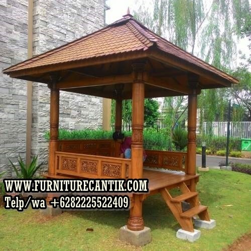 Gazebo Taman Minimalis Kayu Jati