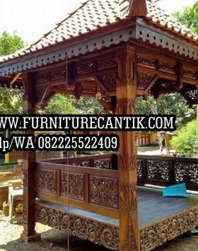 Gazebo Kayu Jati Kombinasi Ukiran