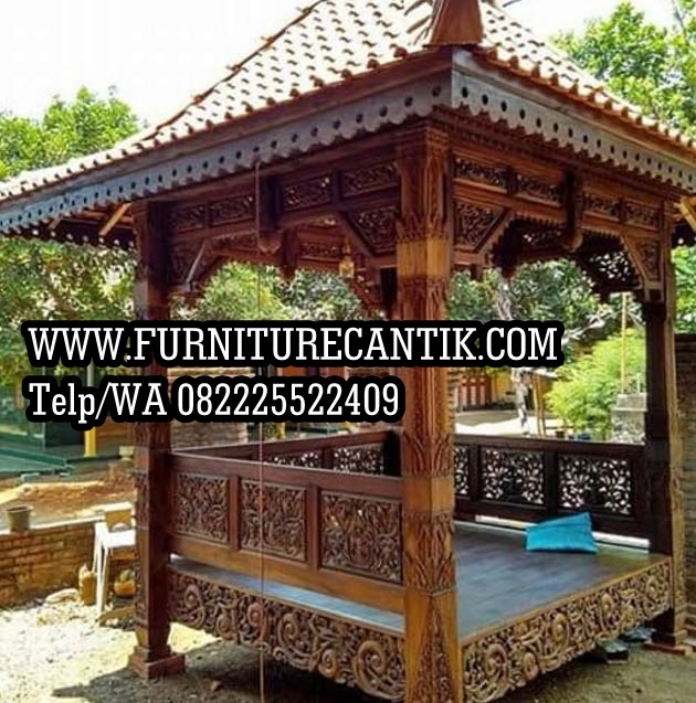 Gazebo Kayu Jati Kombinasi Ukiran
