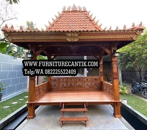 Gazebo Kayu Jati Minimalis Ukiran