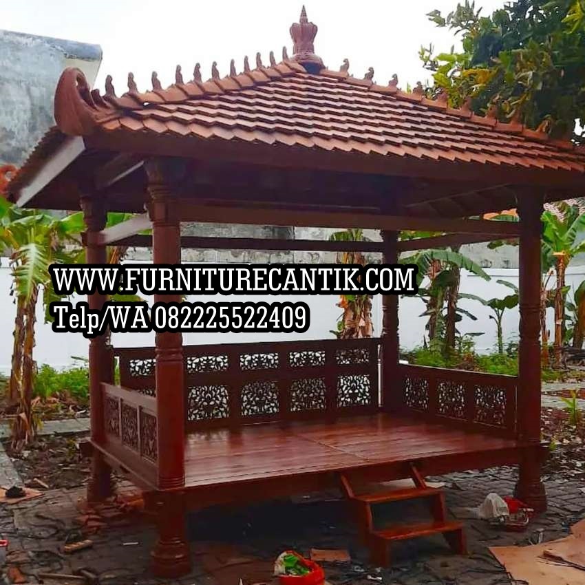 Gazebo Kayu Jati Motif Ukiran Jepara