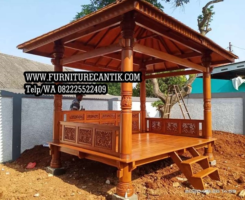 Gazebo Kayu Jati Ukir Mewah
