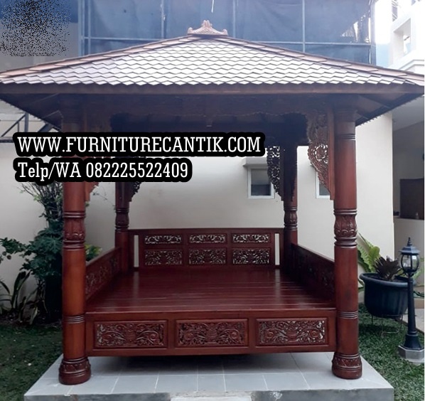 Gazebo Kayu Jati Ukiran Mewah
