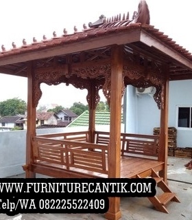 Gazebo Taman Kayu Jati Mewah Minimalis