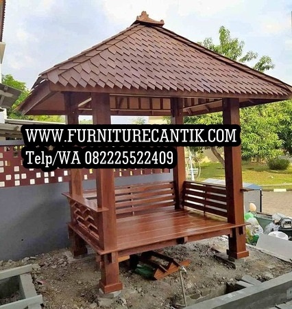 Gazebo Taman Kayu Jati Minimalis