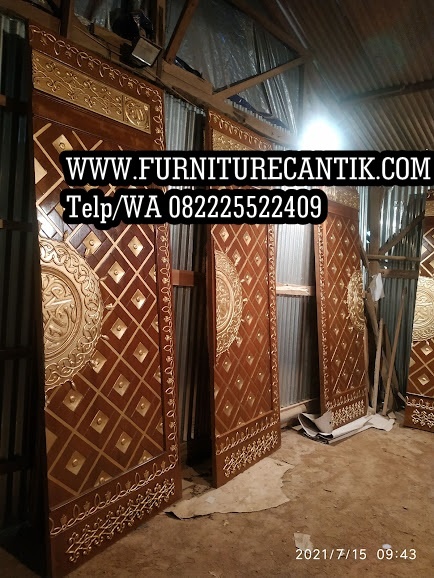 Pintu Masjid Kayu Jati Jepara Variasi Kuningan