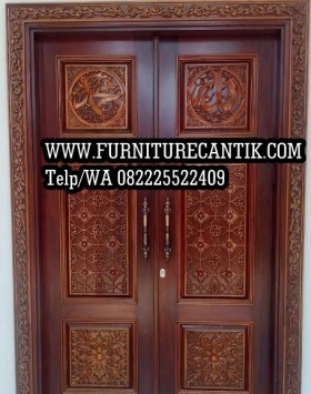 Pintu Masjid Kayu Jati Kombinasi Ukiran