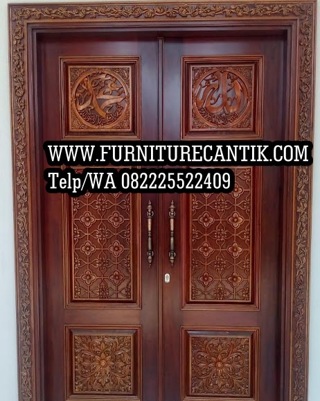 Pintu Masjid Kayu Jati Kombinasi Ukiran