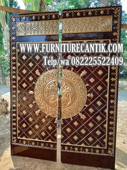 Pintu Masjid Kayu Jati Motif Nabawi