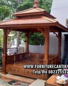 Gazebo Kayu Jati Motif Ukiran Terbaru
