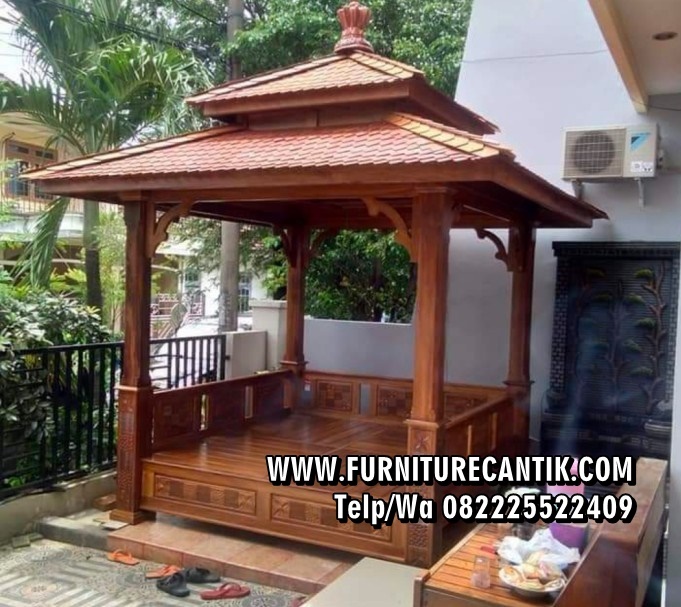Gazebo Kayu Jati Motif Ukiran Terbaru