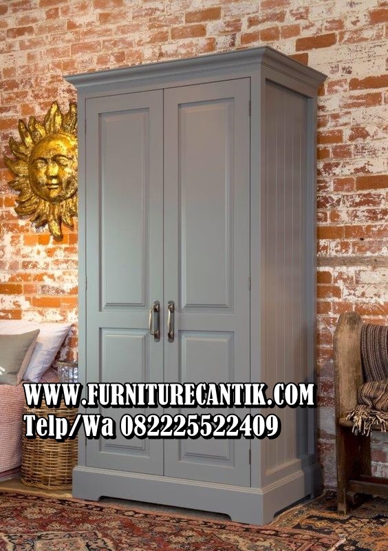 Lemari Pakaian Kayu Jati Modern 2 Pintu