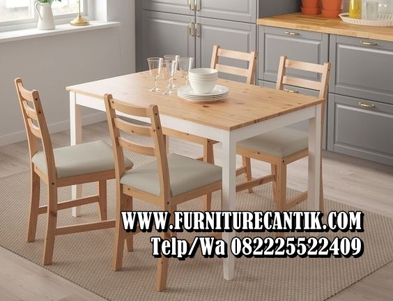 Meja Makan Kayu Jati Klasik 4 Kursi