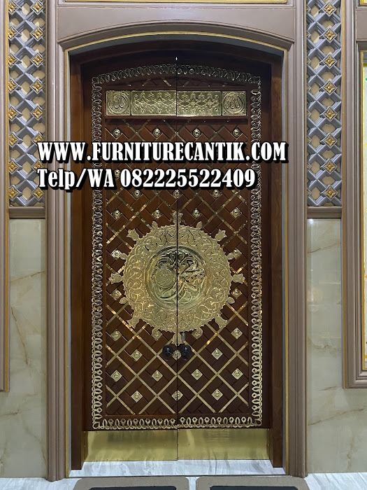 Pintu Masjid Kayu Jati Motif Nabawi Dari Jepara
