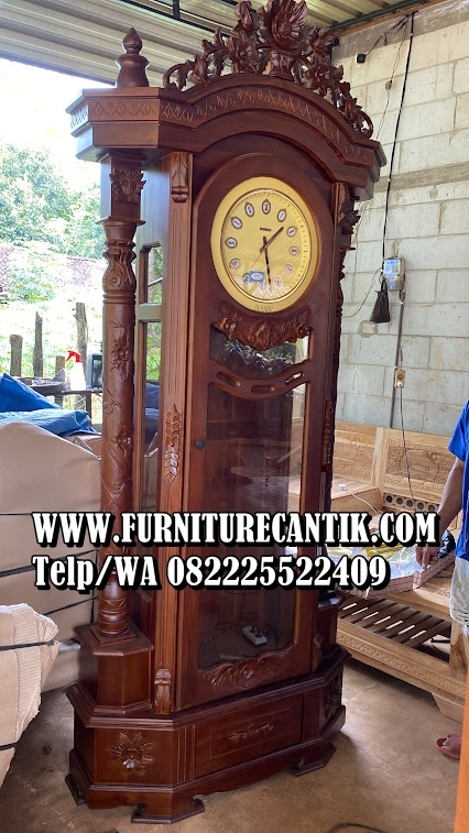 Lemari Jam Kayu Jati Ukiran Jepara