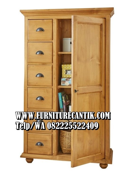 Lemari Pakaian Kayu Jati Modern Laci
