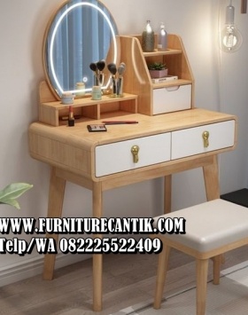 Meja Rias Kayu Jati Minimalis Cermin Modern
