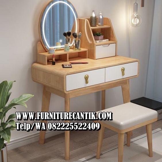 Meja Rias Kayu Jati Minimalis Cermin Modern