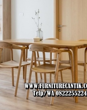 Meja Makan Kayu Jati Minimalis Natural