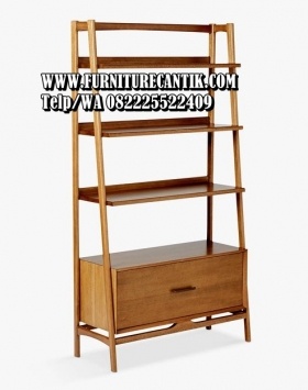 Rak Buku Minimalis Kayu Jati Modern