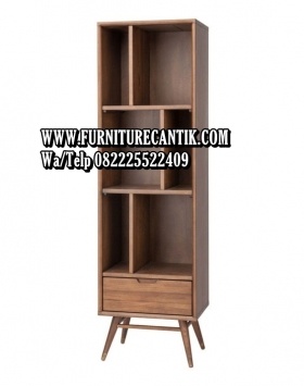 Rak Buku Kayu Jati Minimalis Estetik