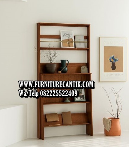 Rak Buku Kayu Jati Antik Modern