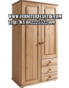 Lemari Pakaian Modern Natural Kayu Jati