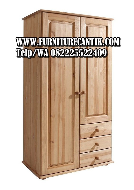Lemari Pakaian Modern Natural Kayu Jati