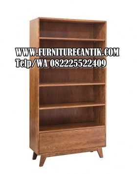 Rak Buku Minimalis Kayu Jati Modern Eropa