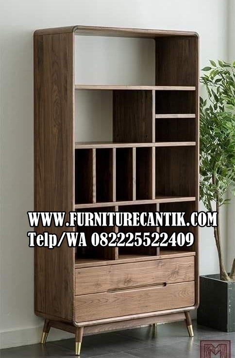 Rak Buku Minimalis Kayu Jati Simpel Modern