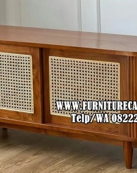 Meja TV Minimalis Modern Rotan